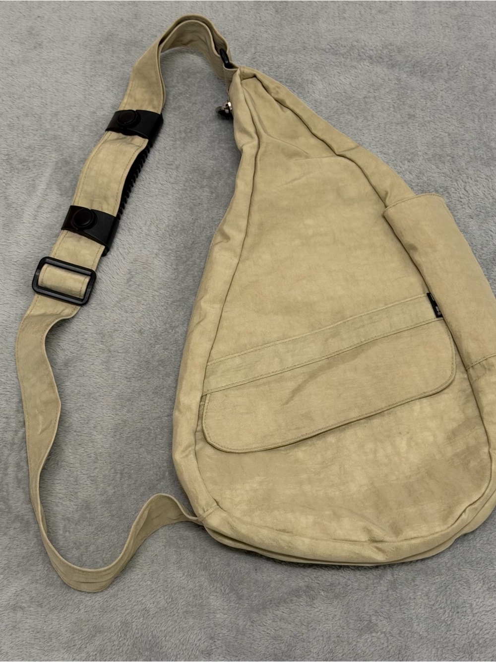 Ameribag Beige Nylon Crossbody Sling Bag Adjustable Strap